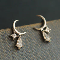 Silver Moon Stud Earrings