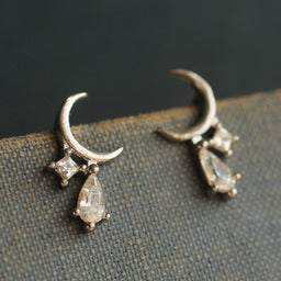 Silver Moon Stud Earrings