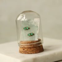 Silver Emerald Baguette Stud Earrings