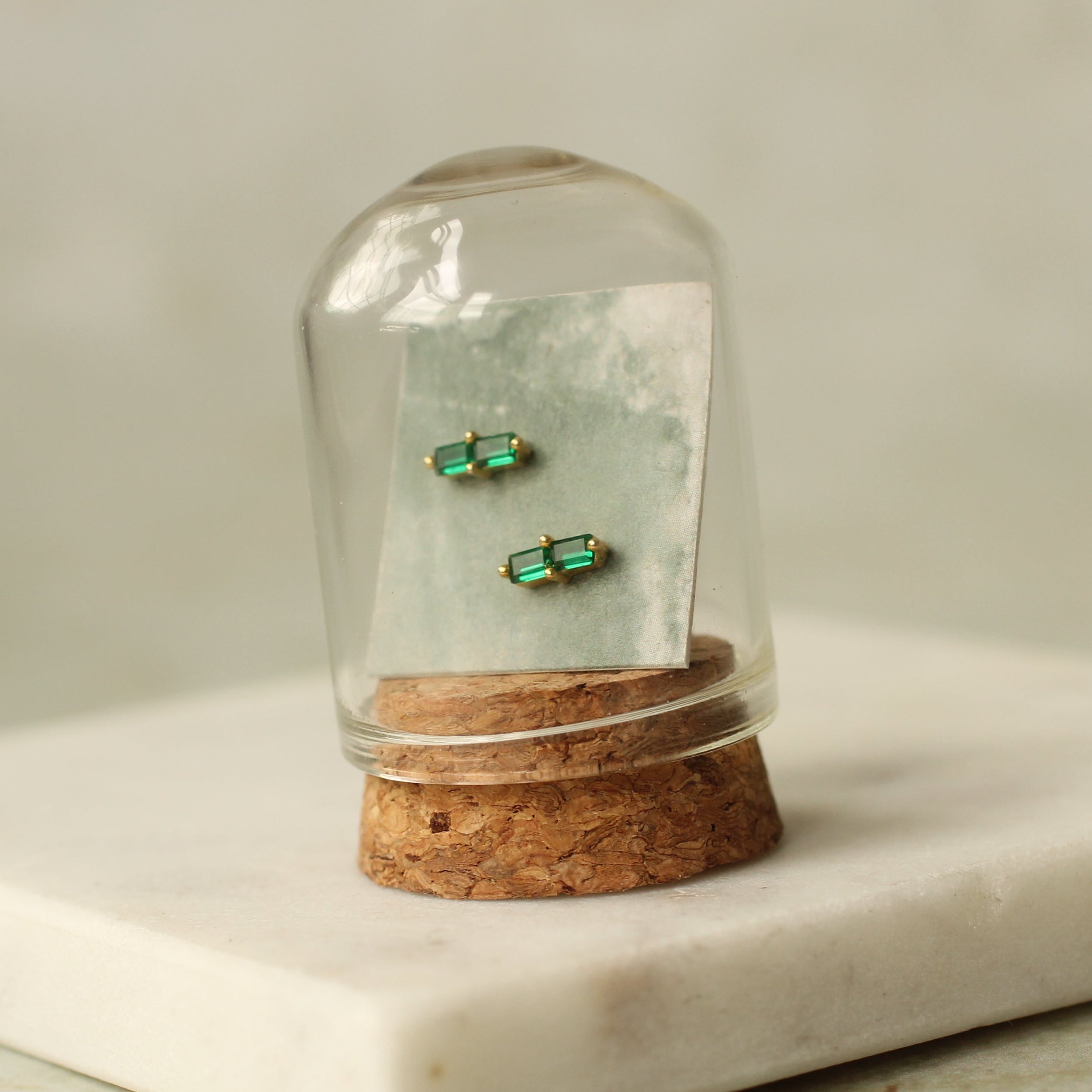 Emerald Green Baguette Stud Earrings