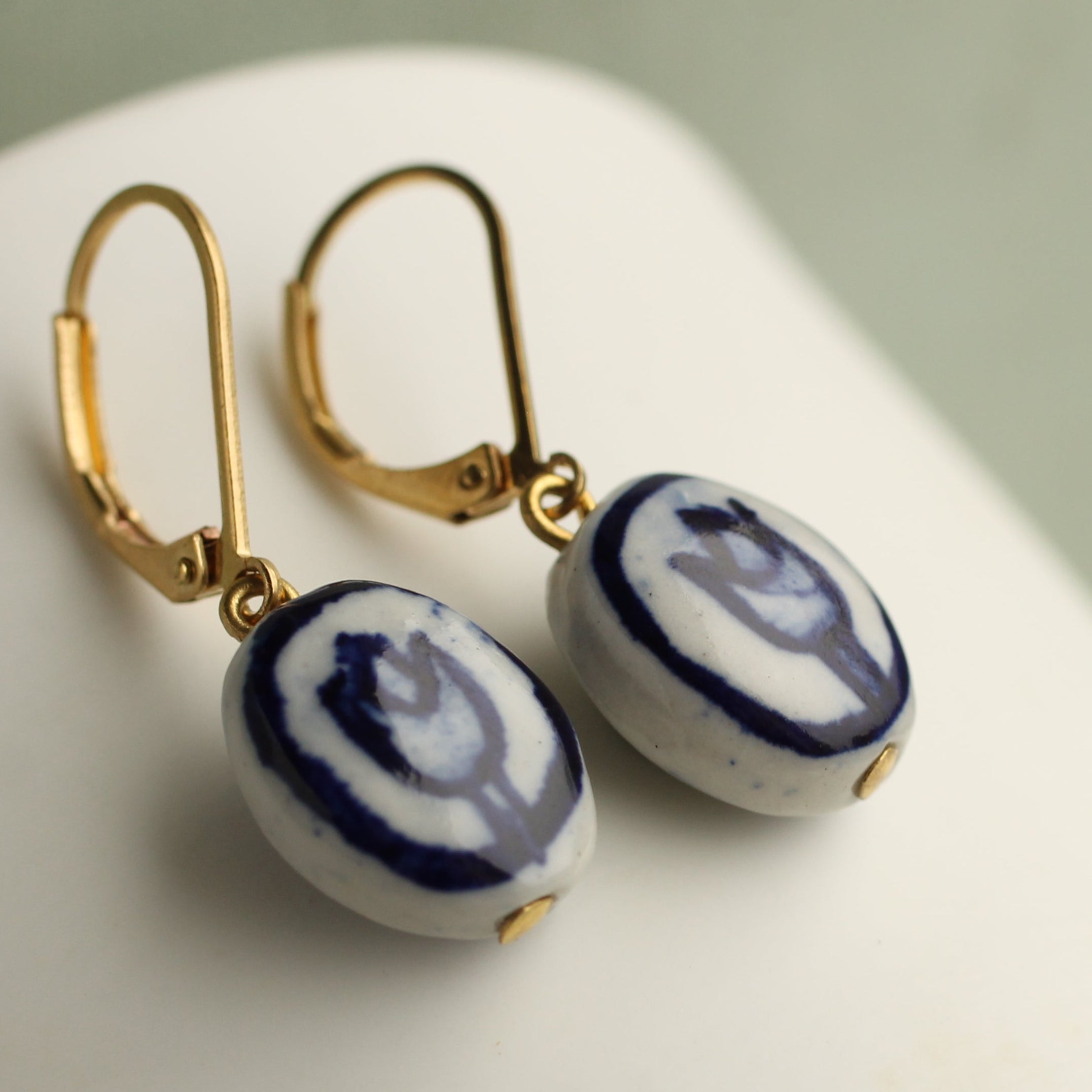 Blue Delft Tulip Earrings