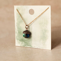 Teal Silver Acorn Necklace