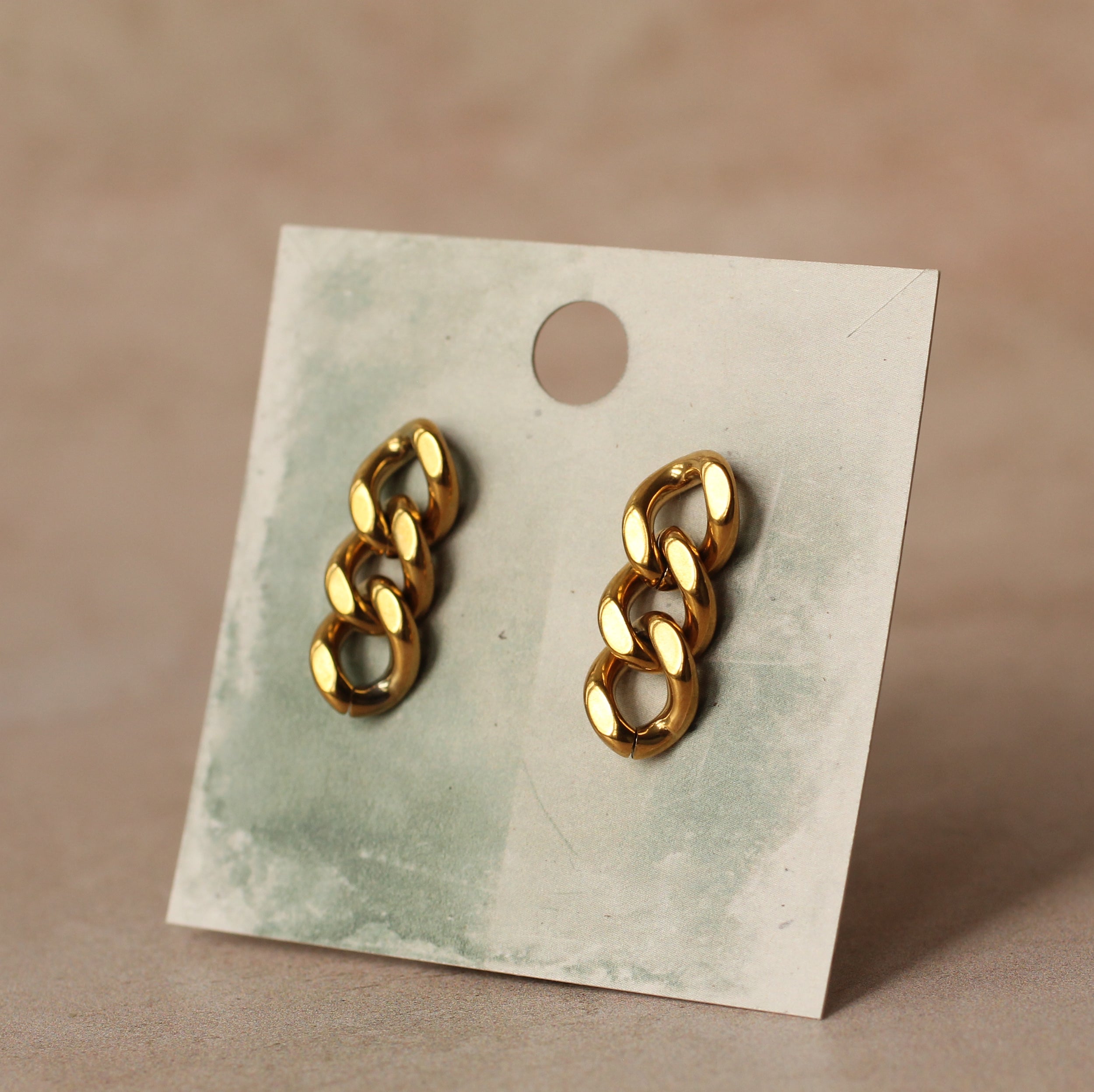 Gold Chain Stud Earrings