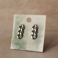 Silver Chain Stud Earrings