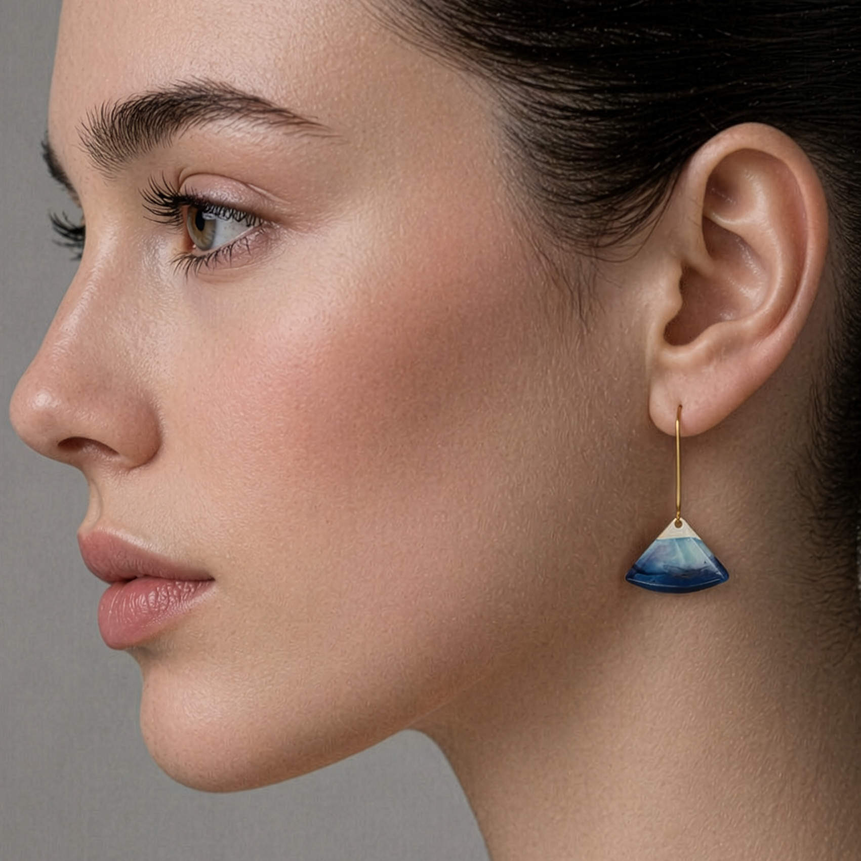 Indigo Blue Fan Earrings