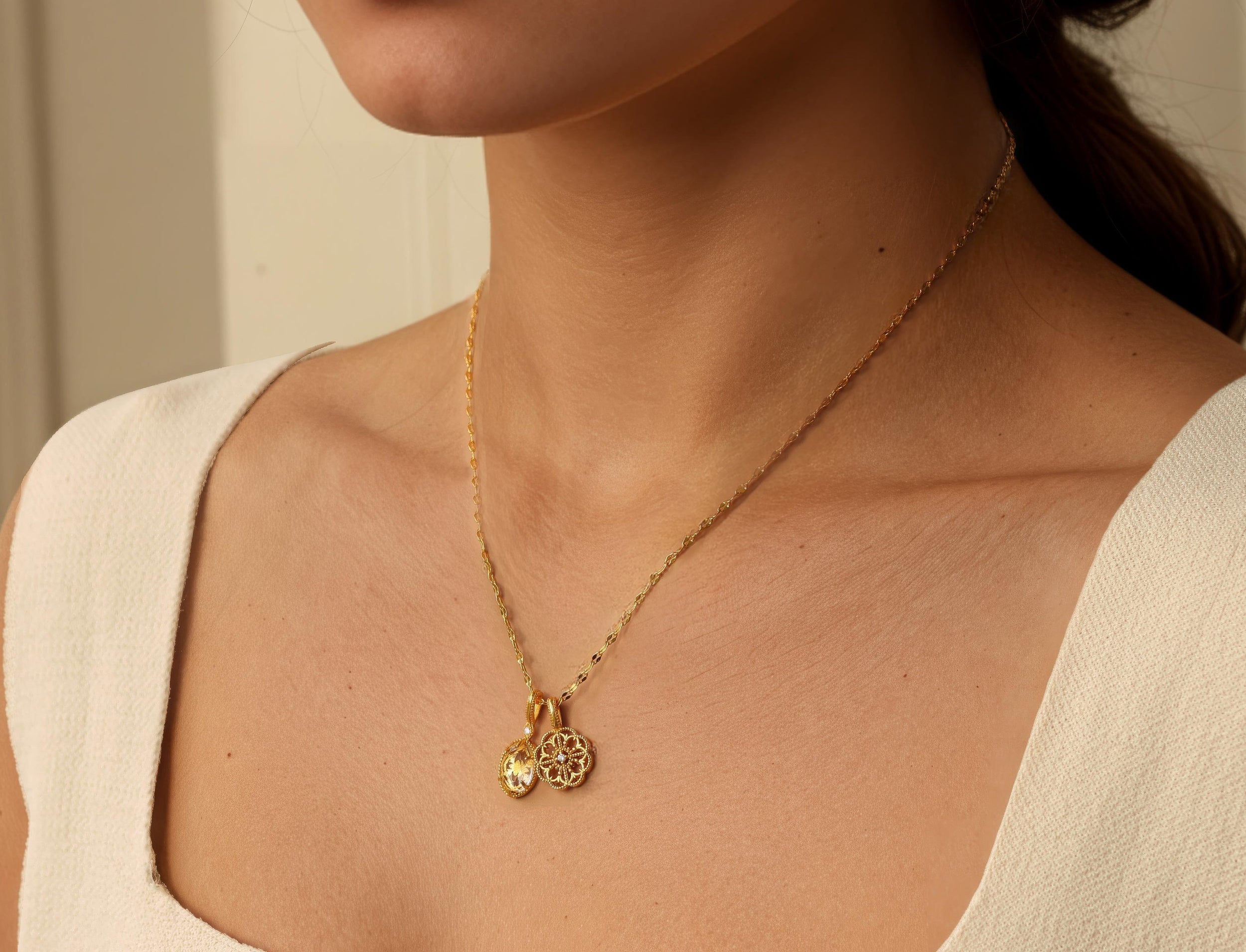 Intaglio Charm Pendant Necklace