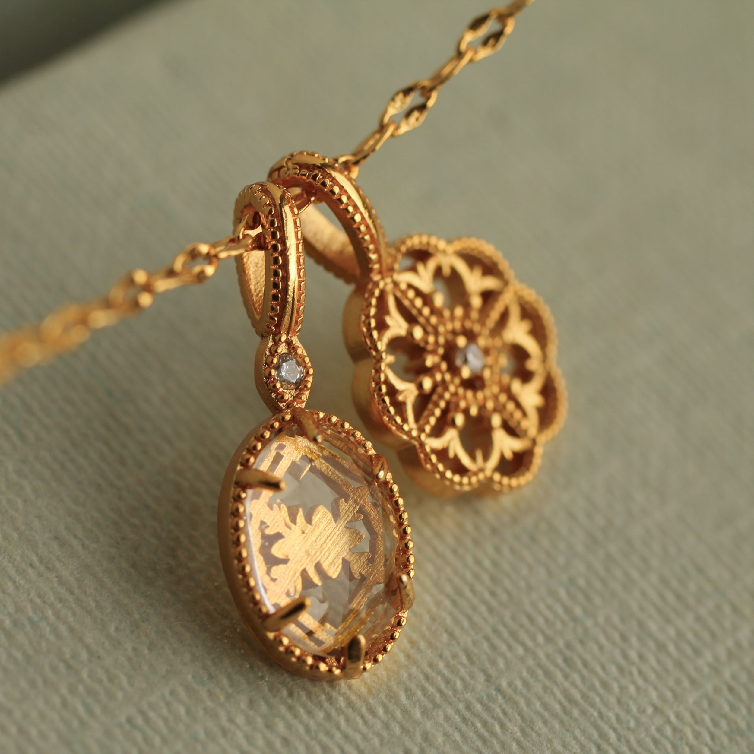 Intaglio Charm Pendant Necklace