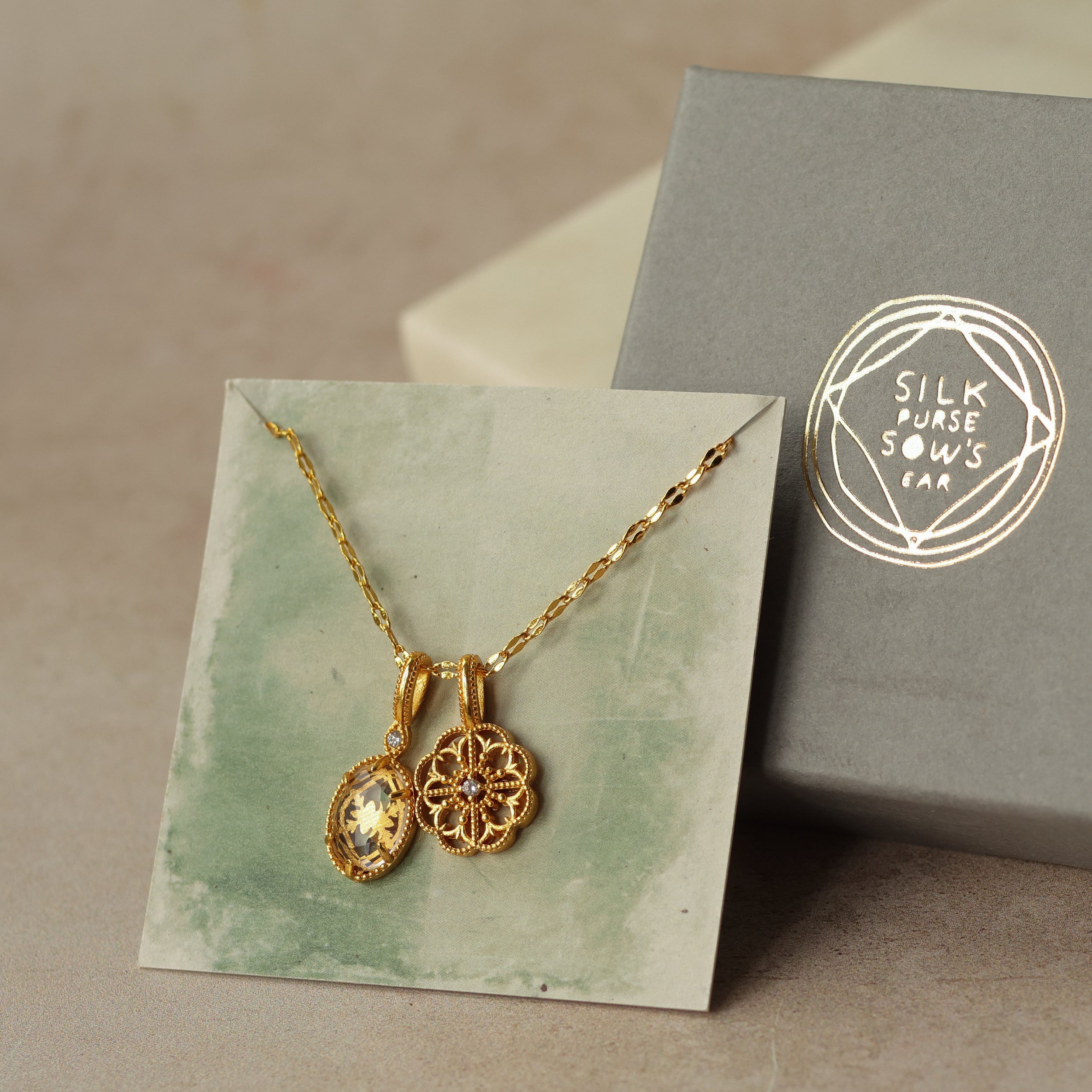 Intaglio Charm Pendant Necklace