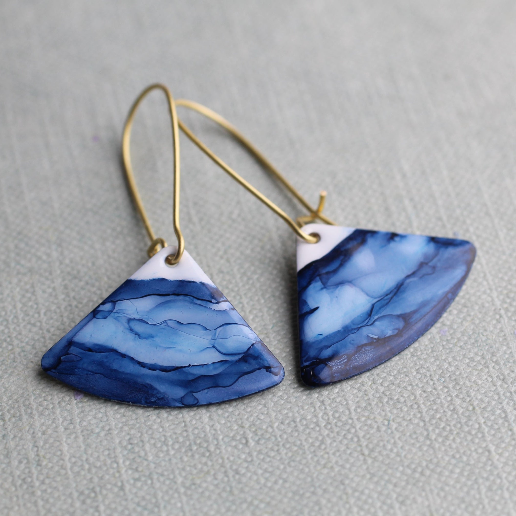 Indigo Blue Fan Earrings