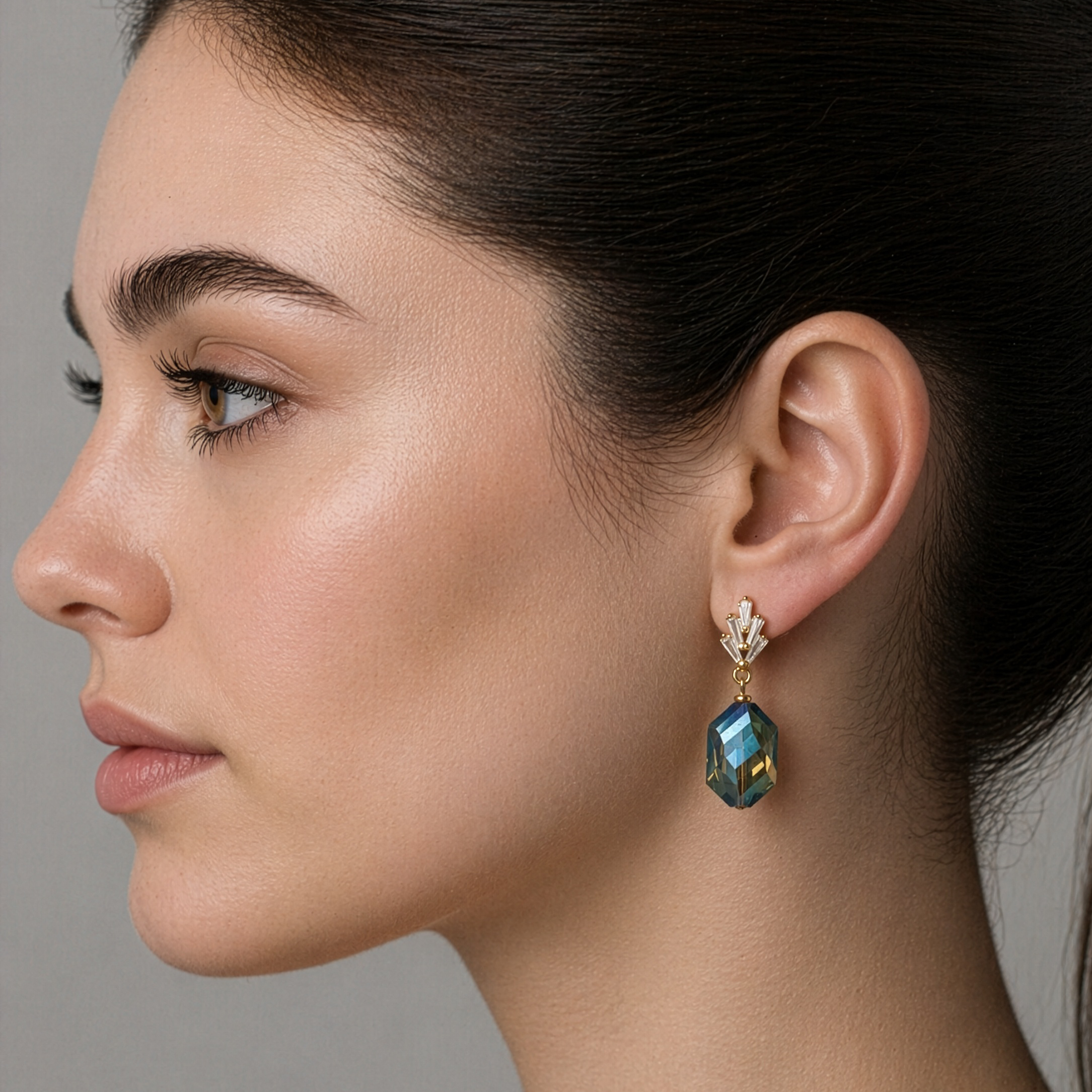 Blue Opal Art Deco Earrings