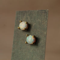 Simple White Opal Stud Earrings