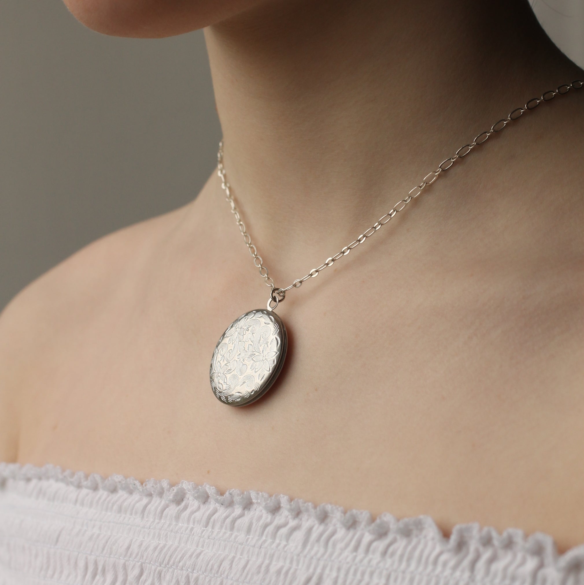 Silver Flower Locket