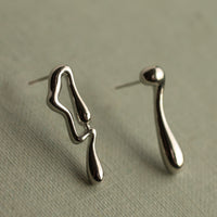Silver Liquid Drop Earrings