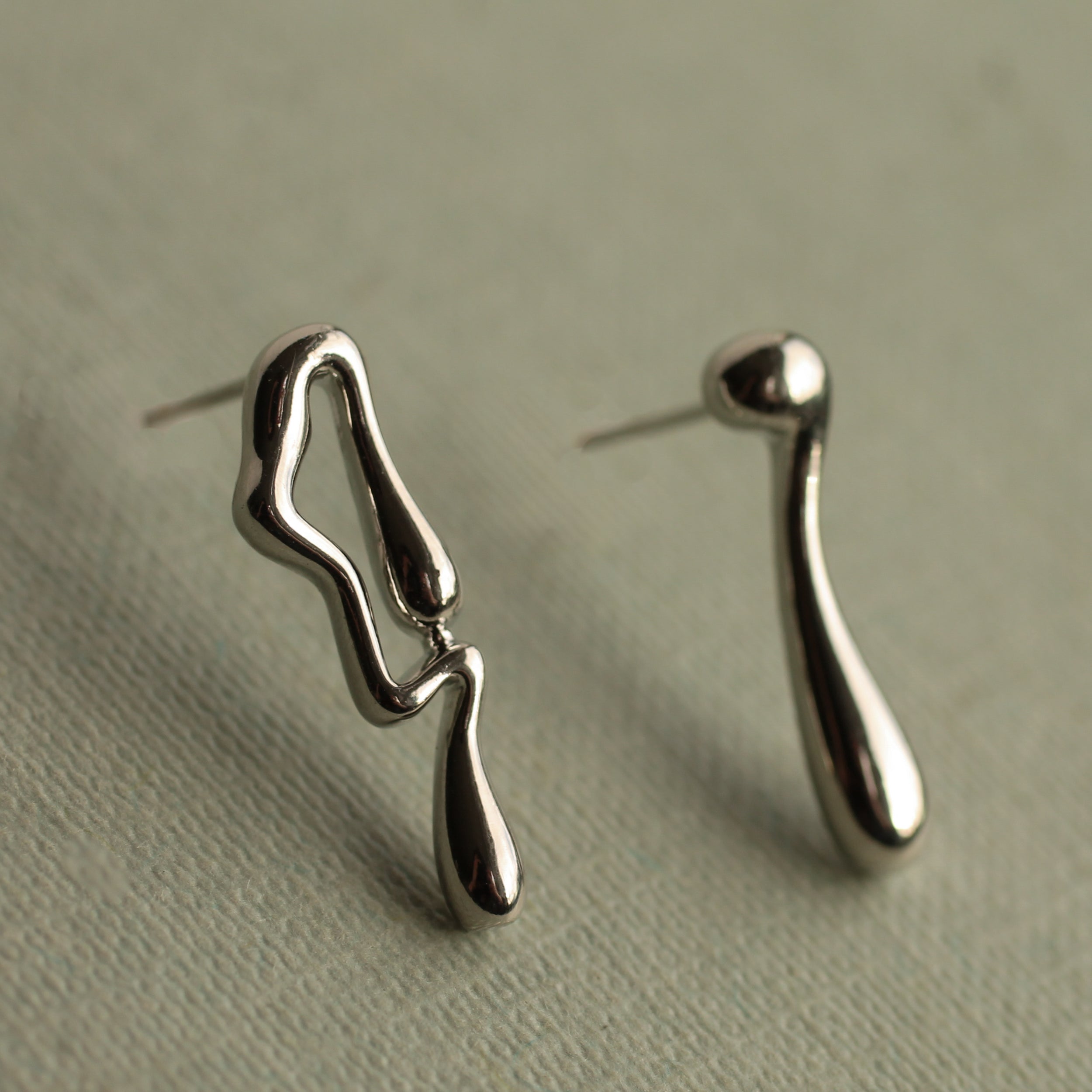 Silver Liquid Drop Earrings