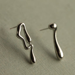 Silver Liquid Drop Earrings