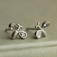 Silver Bee Stud Earrings