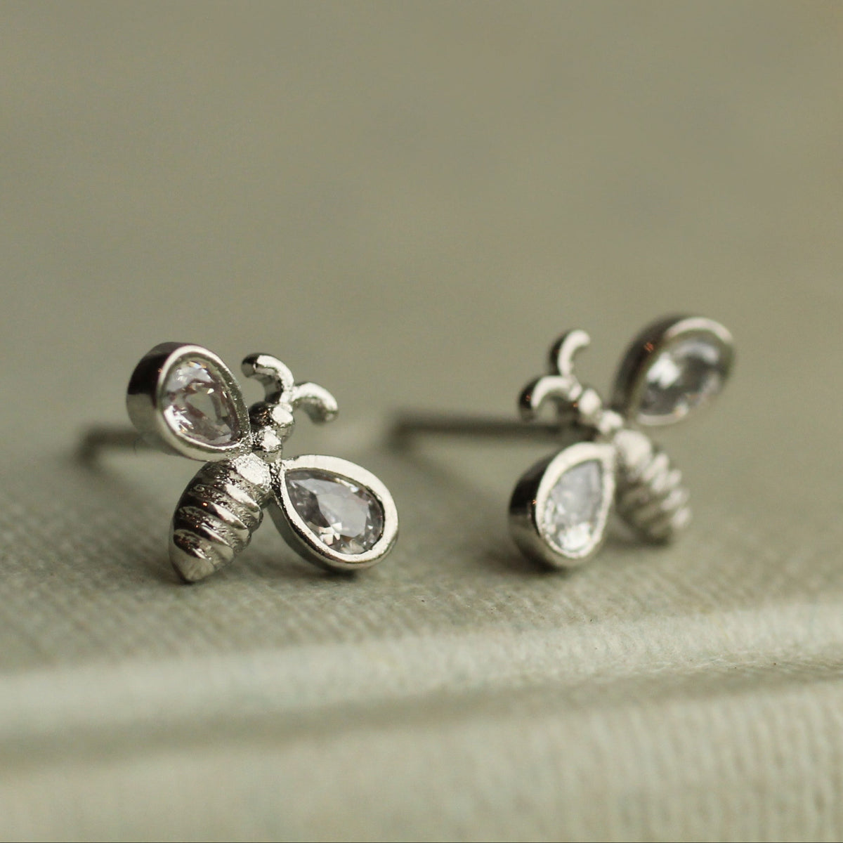 Silver Bee Stud Earrings