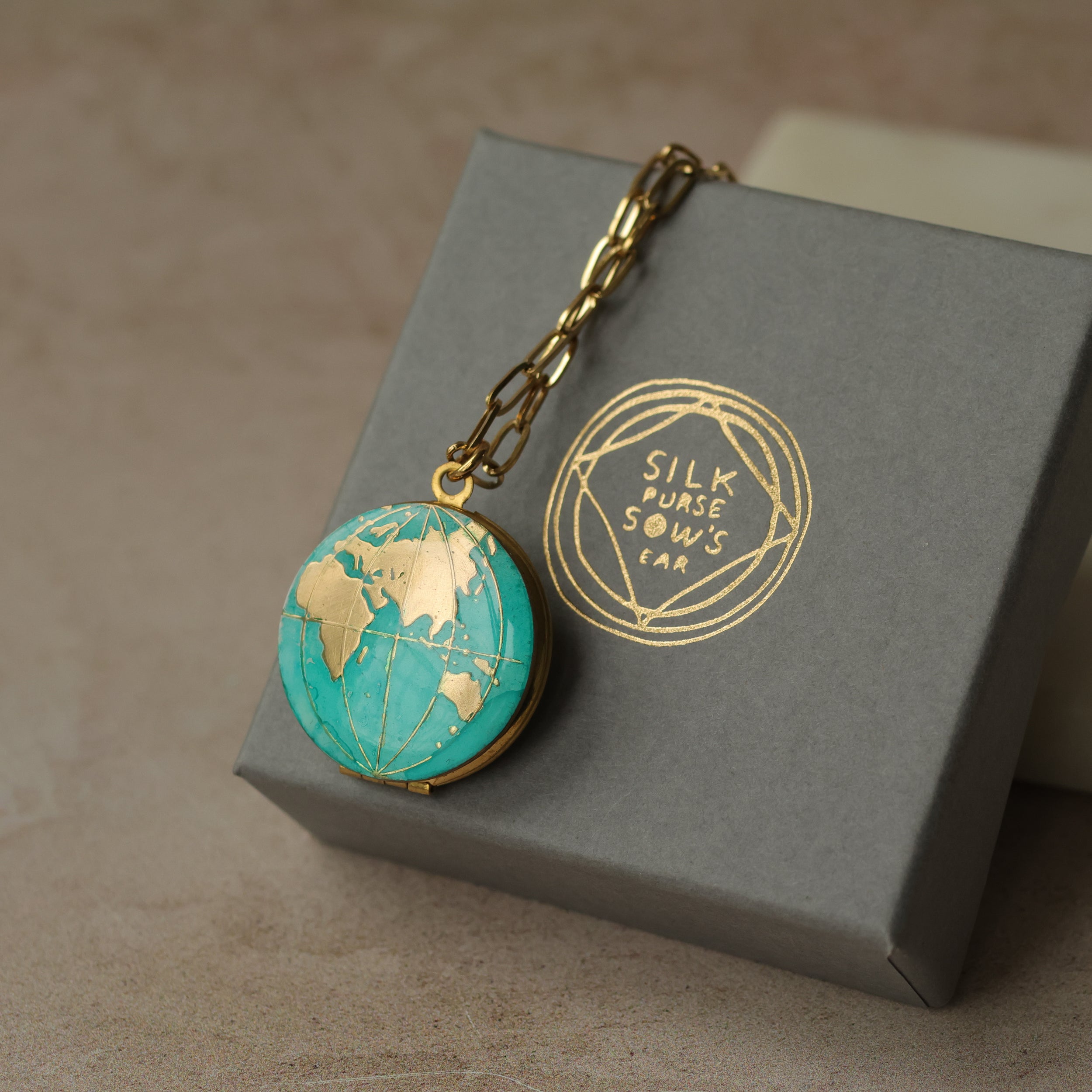 World Map Locket Necklace