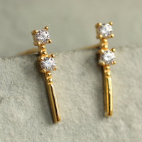 Gold Minimalist Baton Stud Earrings