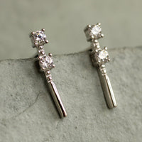 Silver Minimalist Baton Stud Earrings