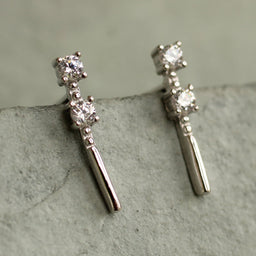 Silver Minimalist Baton Stud Earrings