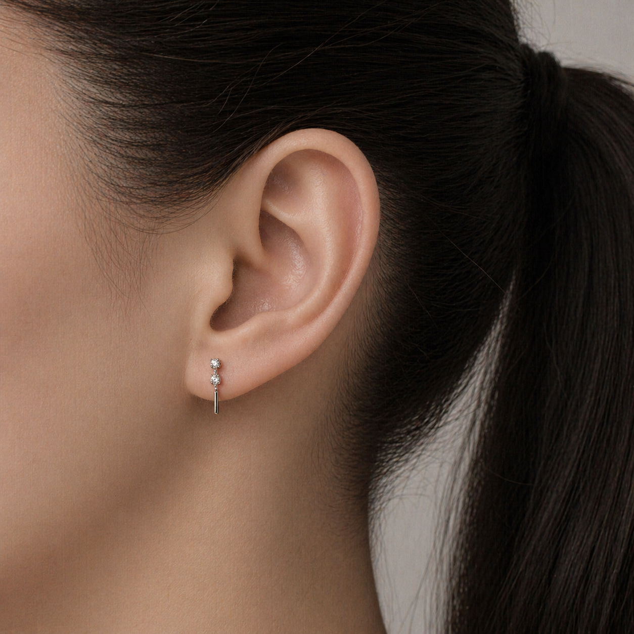 Silver Minimalist Baton Stud Earrings