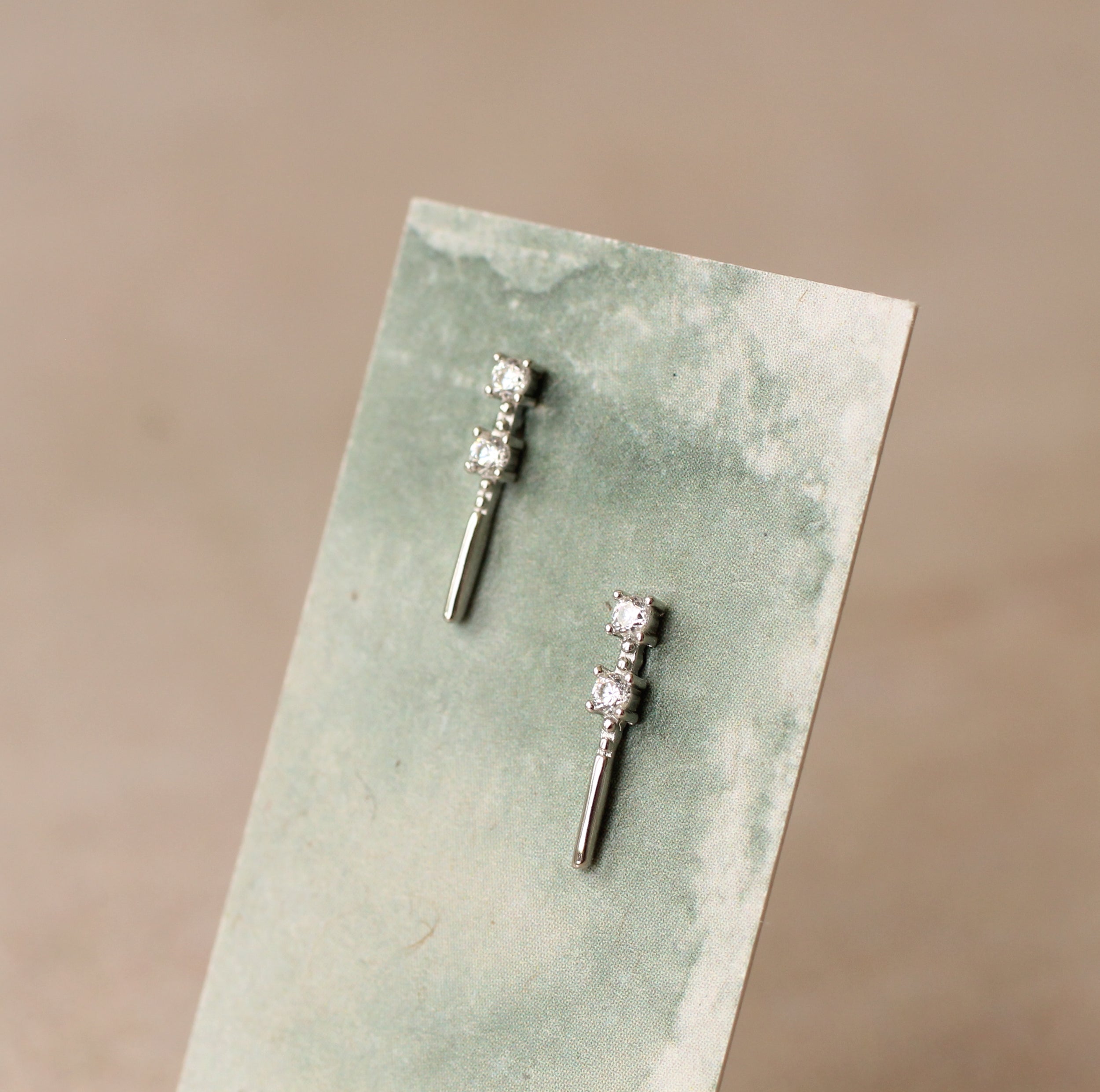Silver Minimalist Baton Stud Earrings