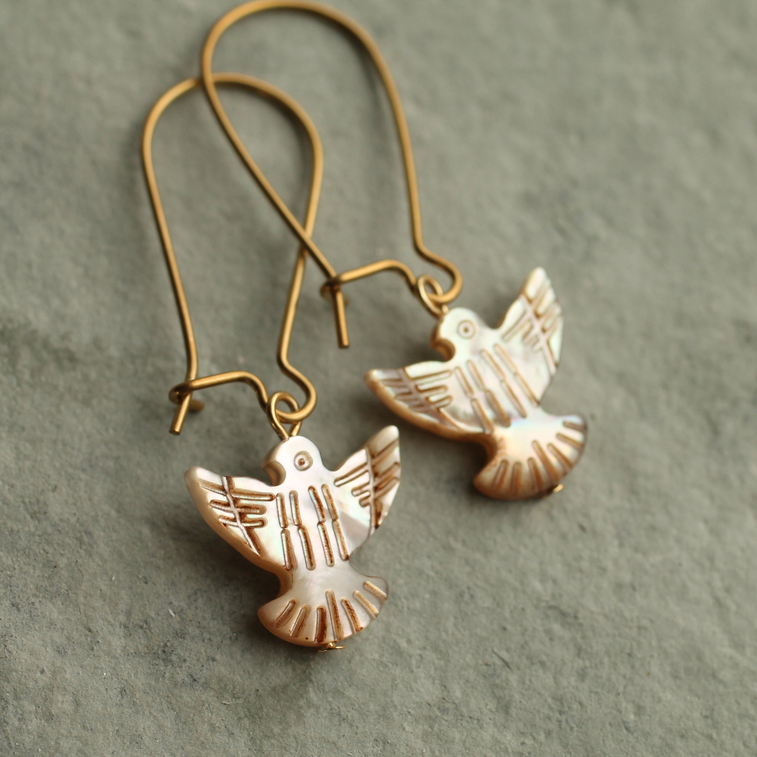Pearl Dove Bird Earrings