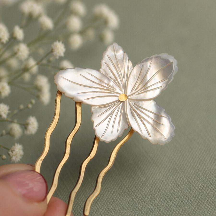 Bridal Pearl Flower Comb