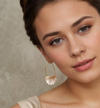 Mother of Pearl Art Deco Hoop Earrings