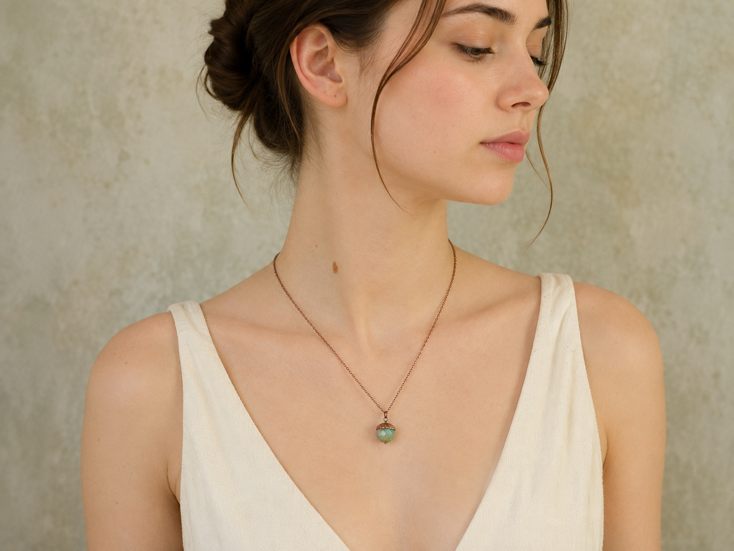 Jade Green Acorn Necklace
