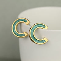 Turquoise Enamel Mini Hoop Earrings