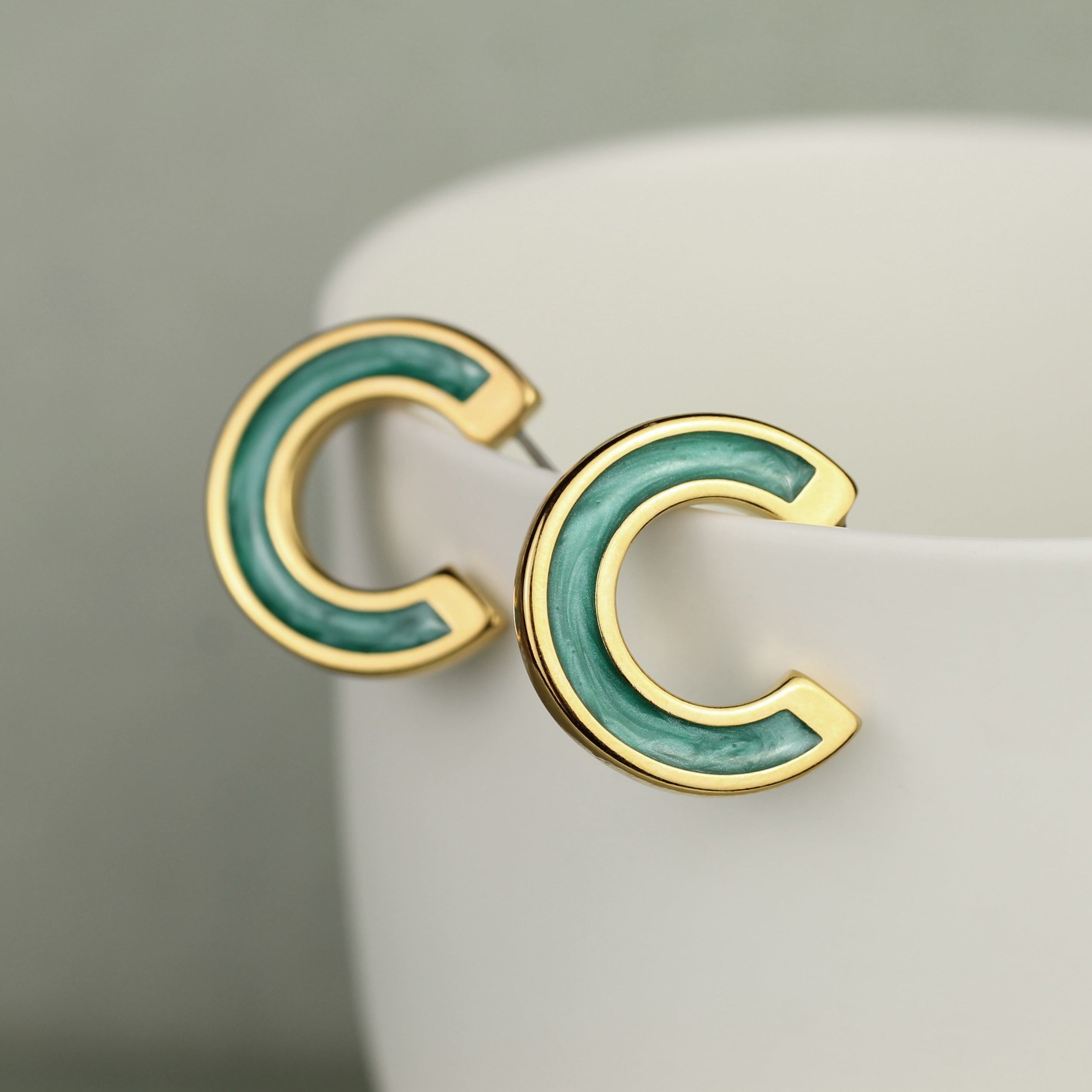 Turquoise Enamel Mini Hoop Earrings