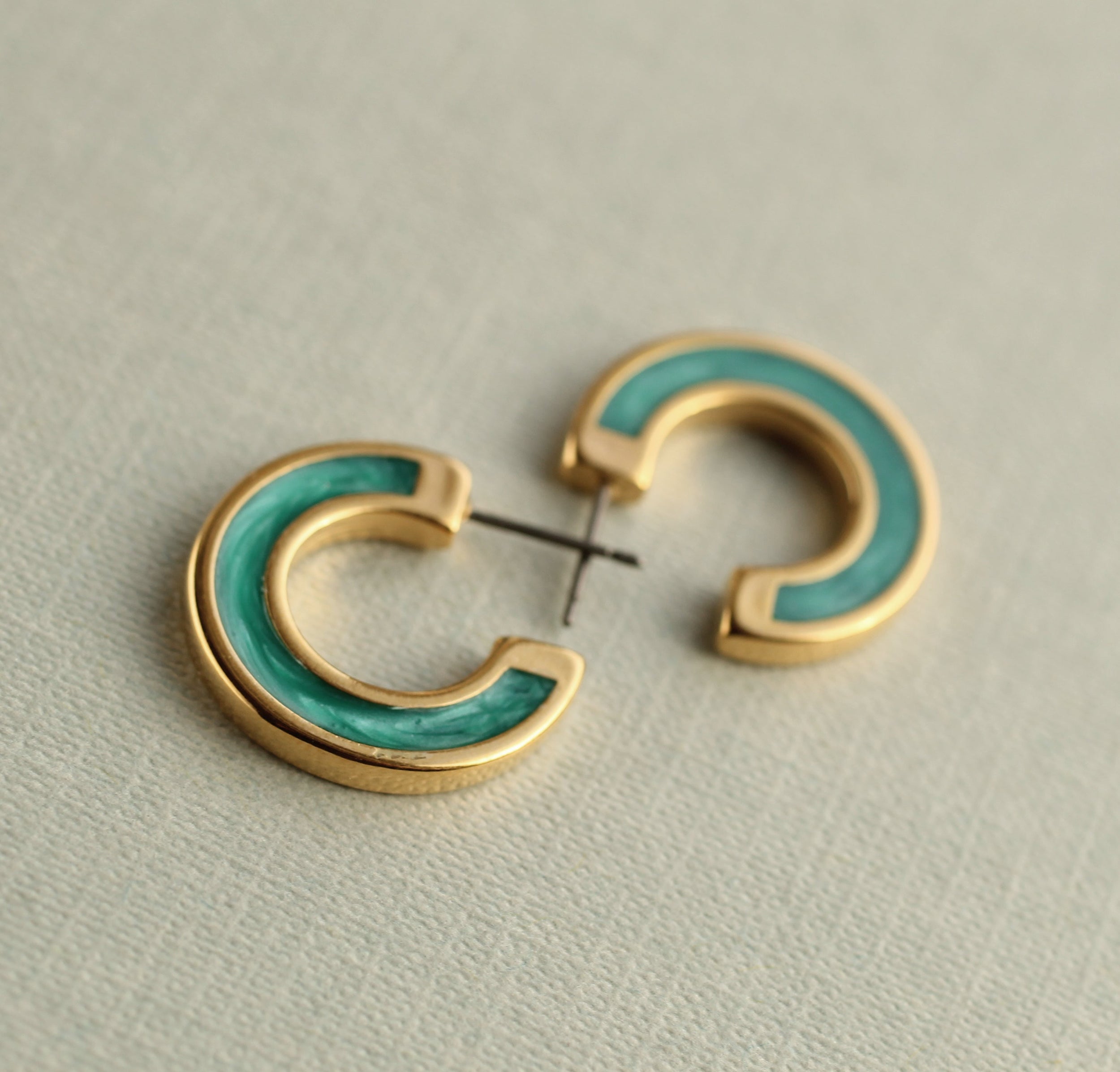 Turquoise Enamel Mini Hoop Earrings