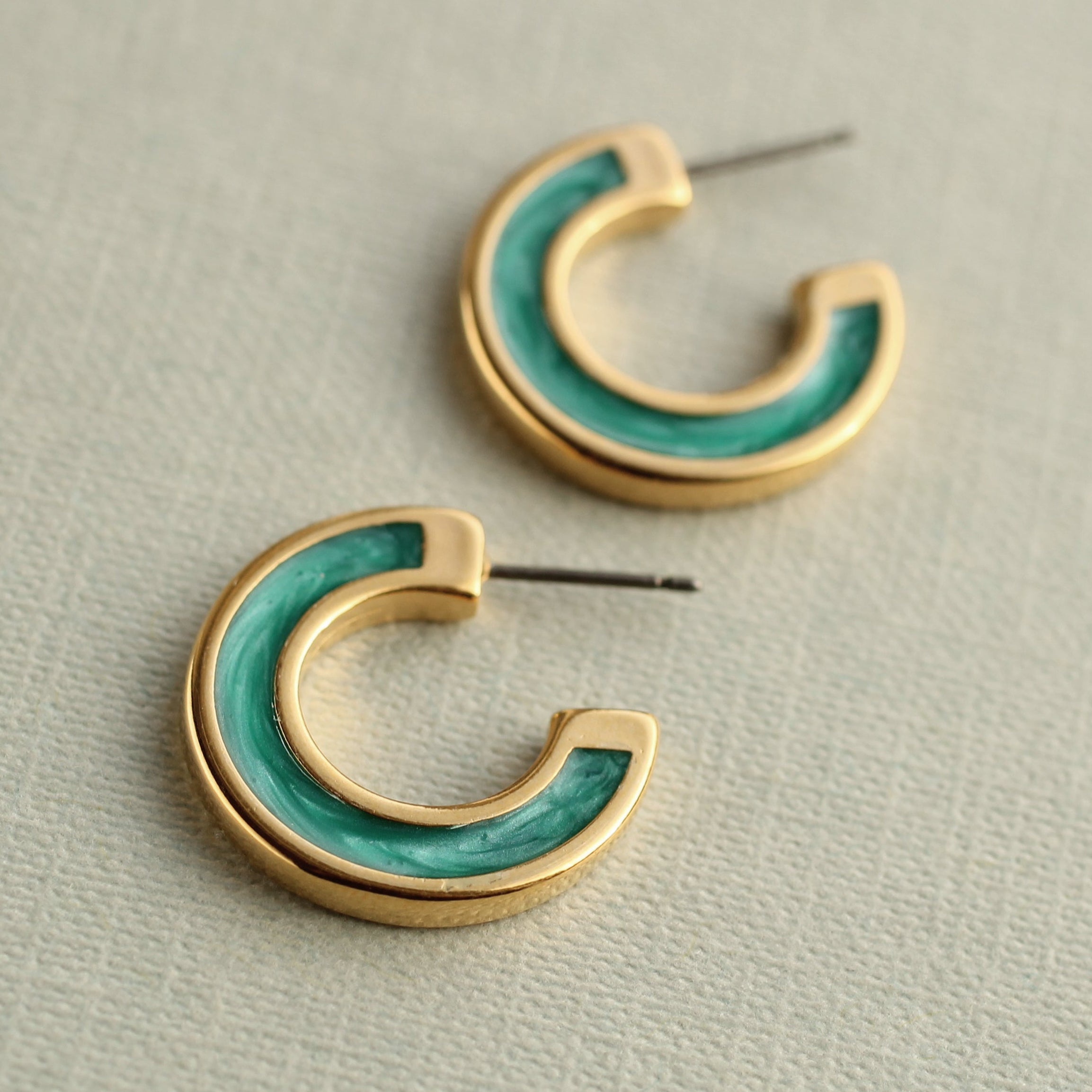 Turquoise Enamel Mini Hoop Earrings