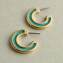 Turquoise Enamel Mini Hoop Earrings