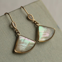 Abalone Crystal Pearl Fan Earrings