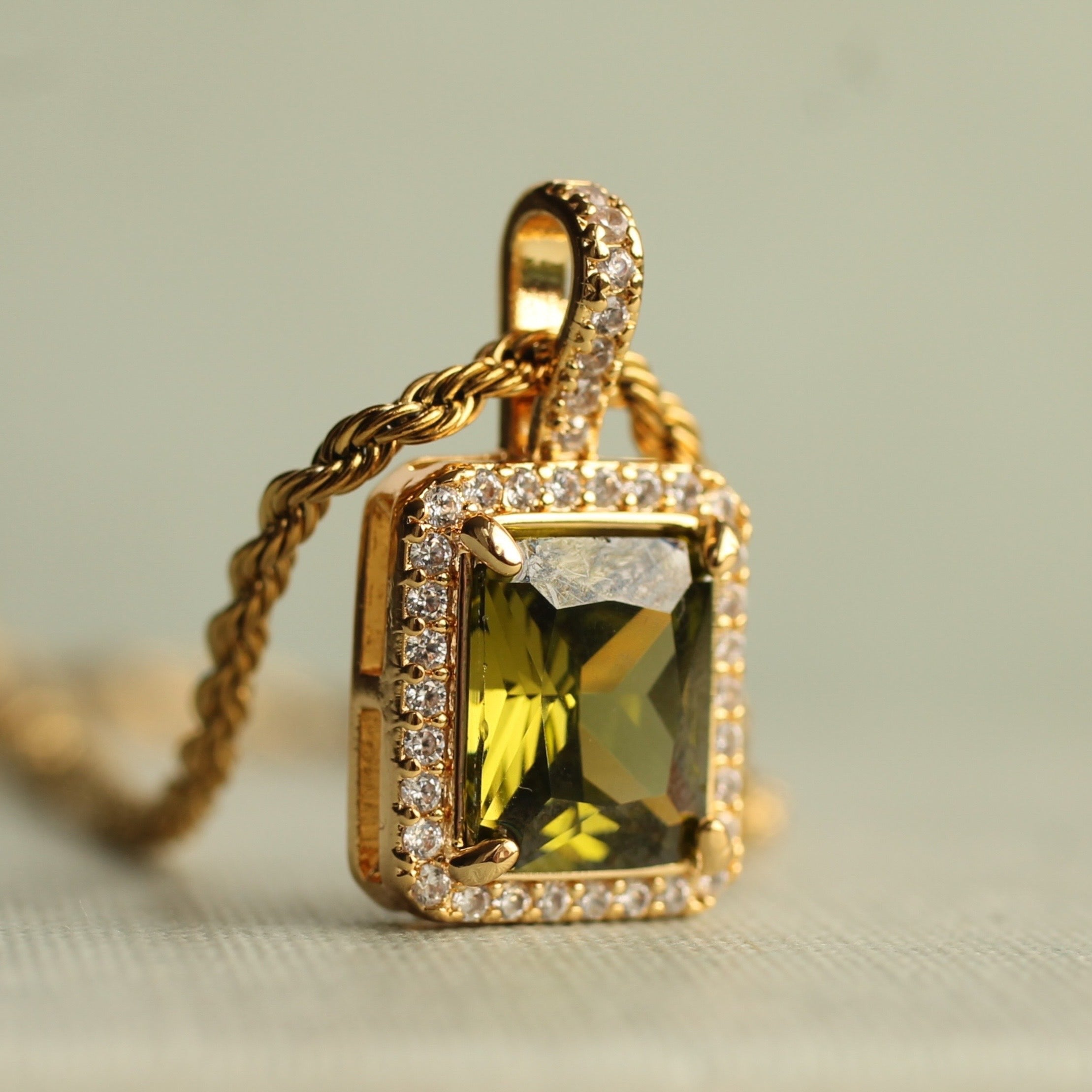 Olive Green Victorian Jewel Necklace