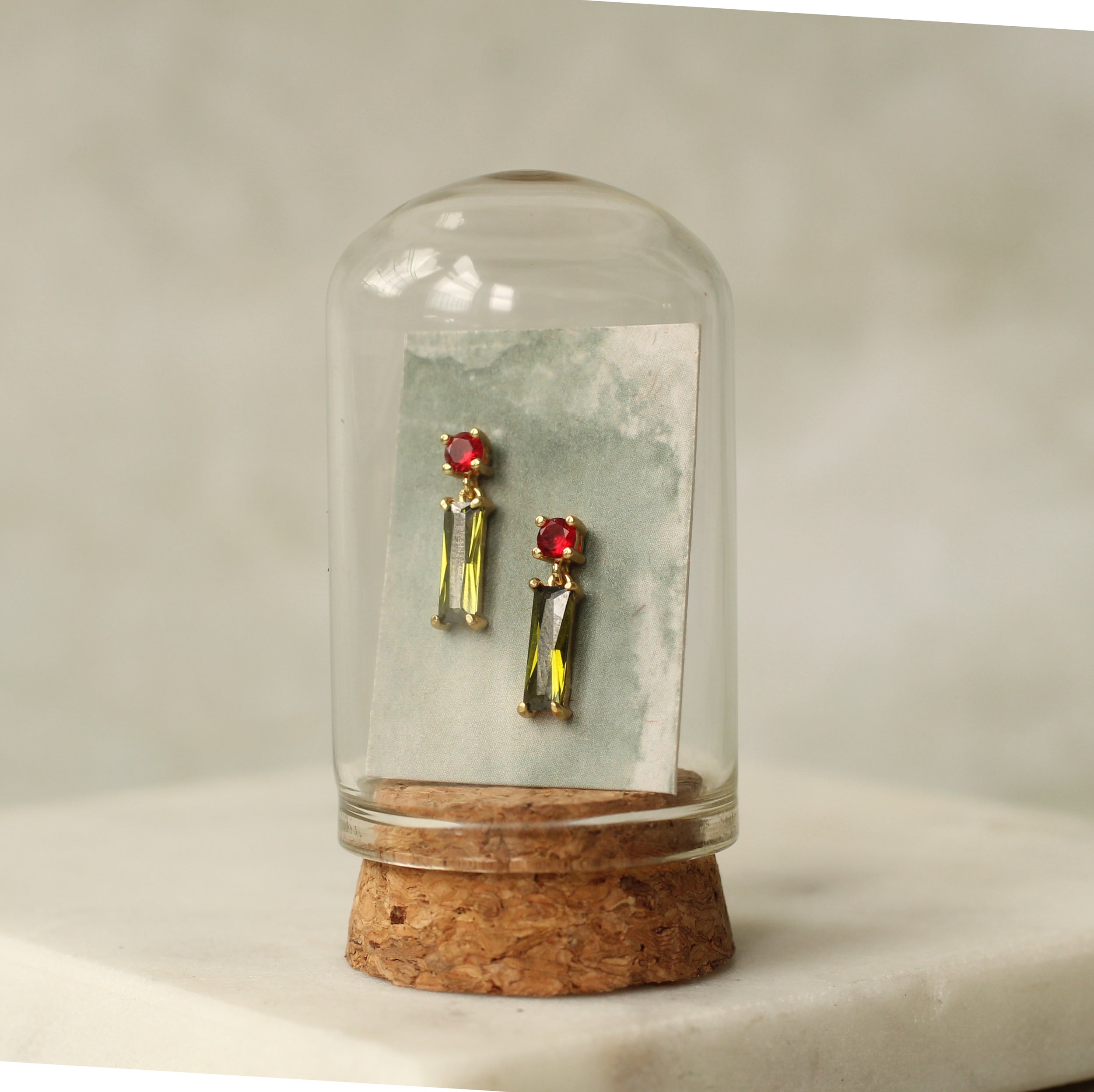 Scarlet and Olive Green Earrings