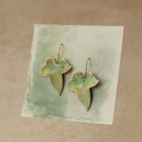 Olive Green Ivy Leaf Earrings
