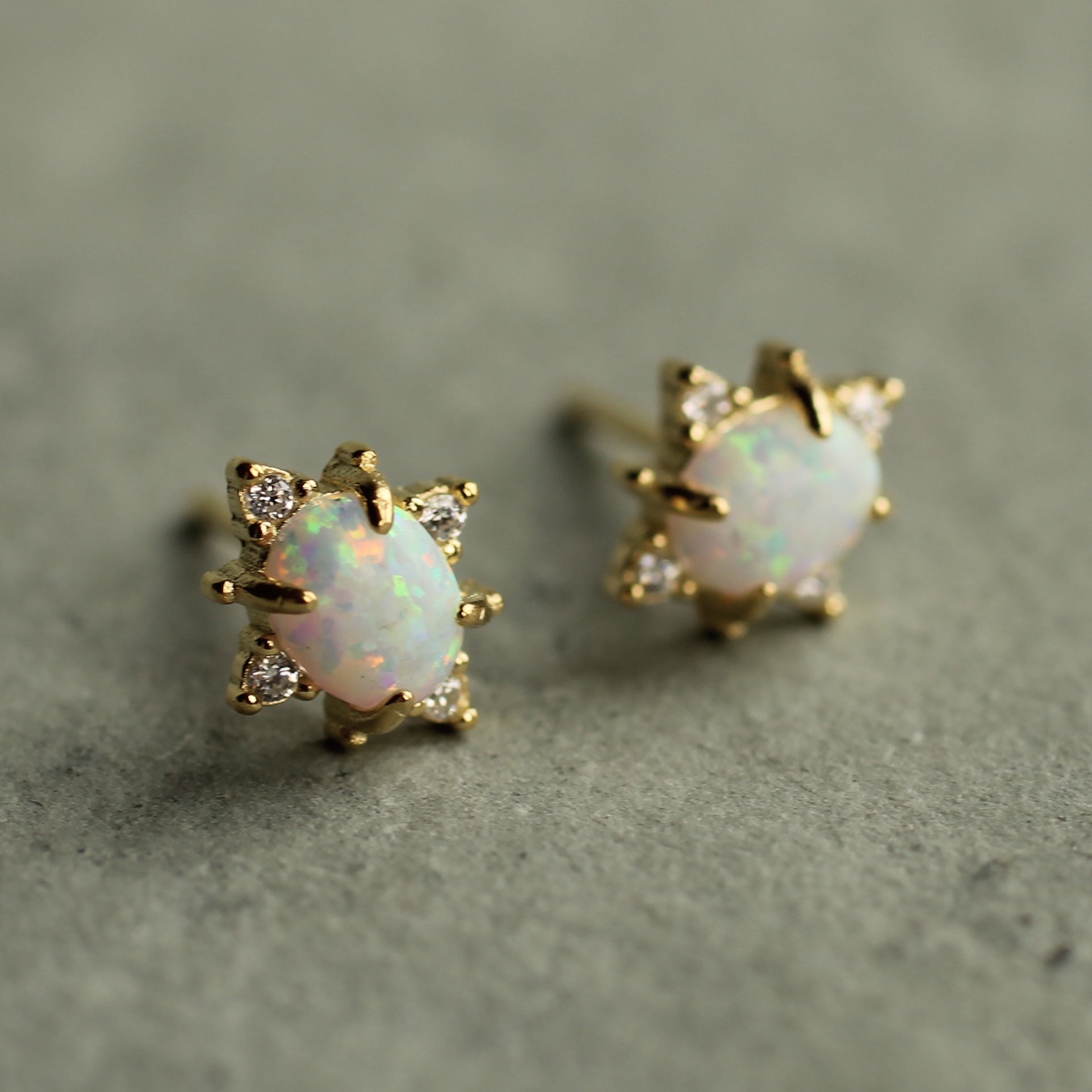 Opal Oval Stud Earrings