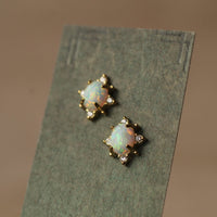 Opal Oval Stud Earrings