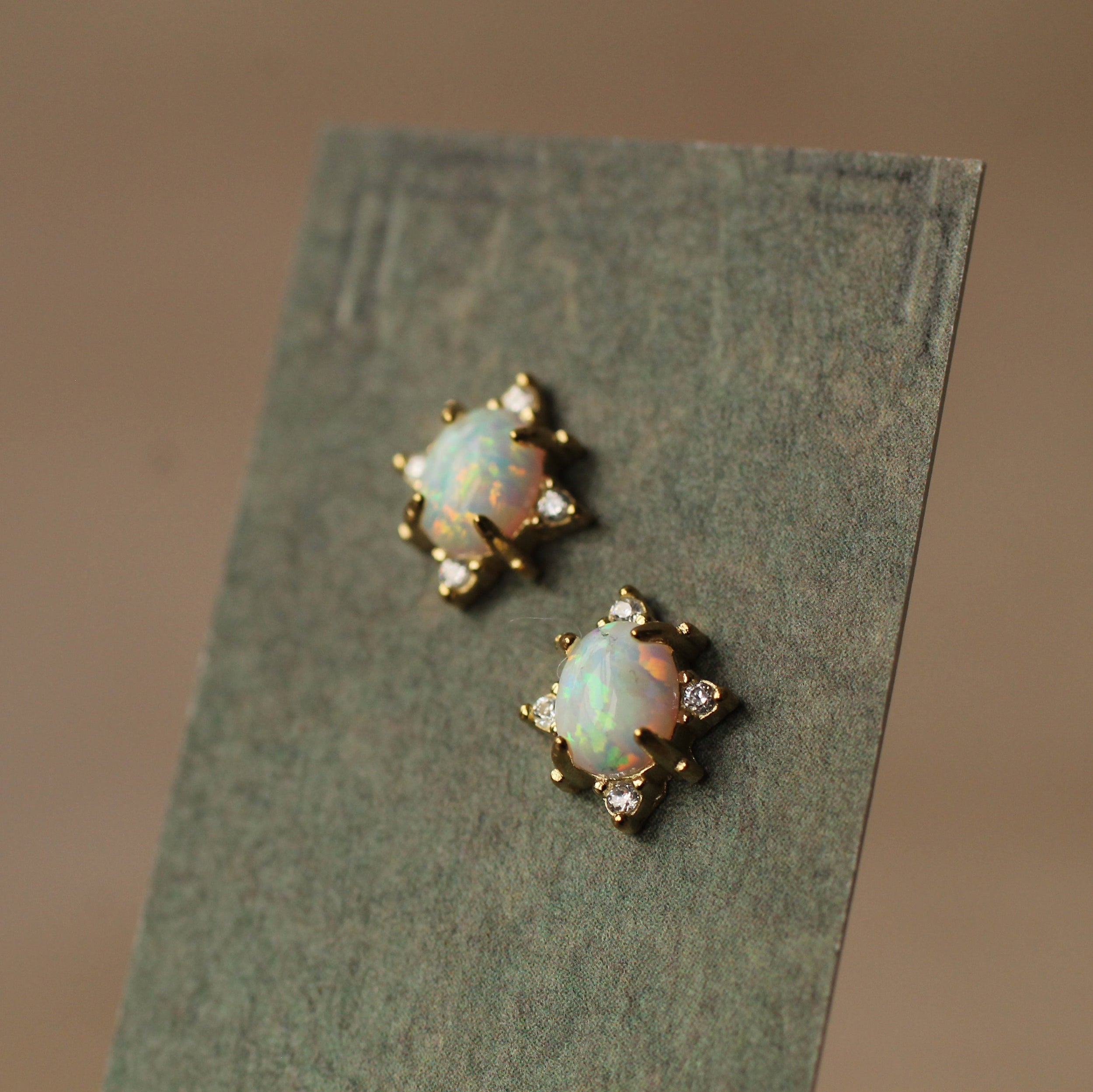 Opal Oval Stud Earrings