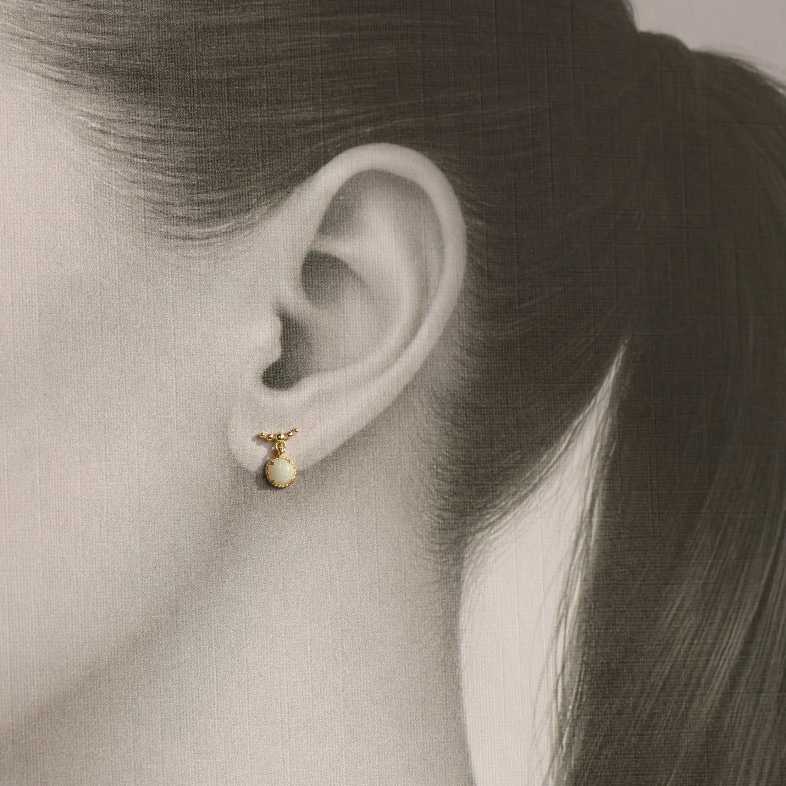 Opal Dangle Stud Earrings