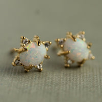 Opal Oval Stud Earrings