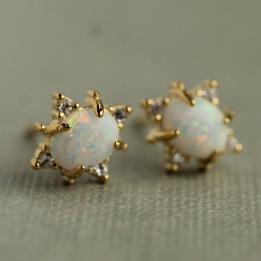 Opal Oval Stud Earrings