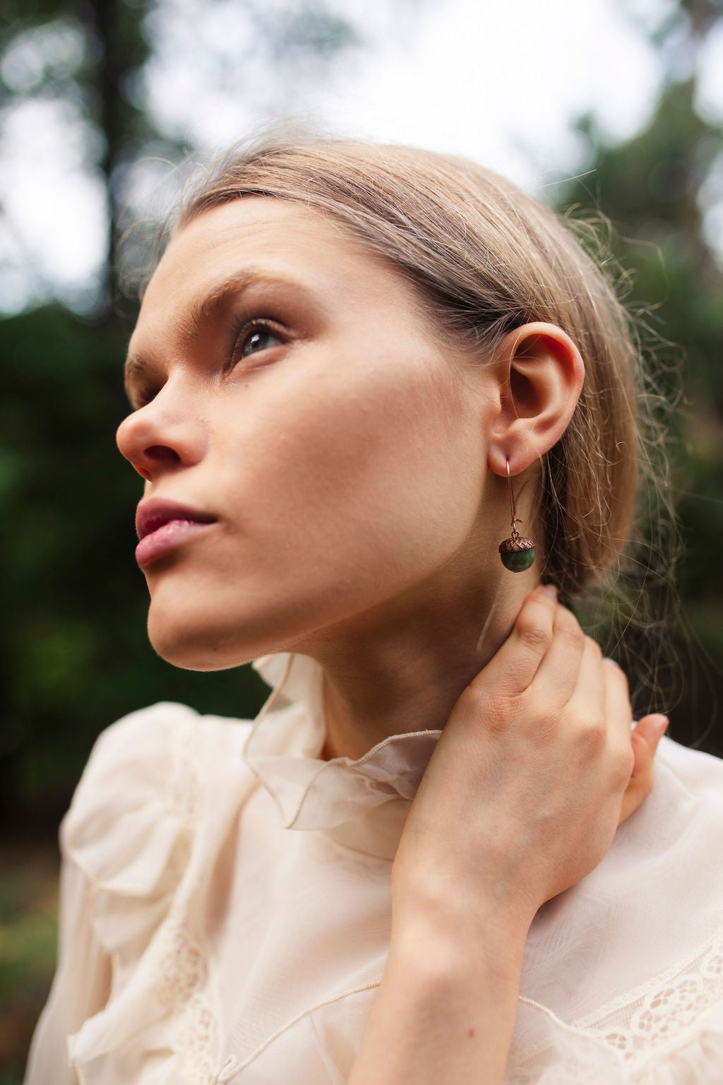 Olive Acorn Earrings
