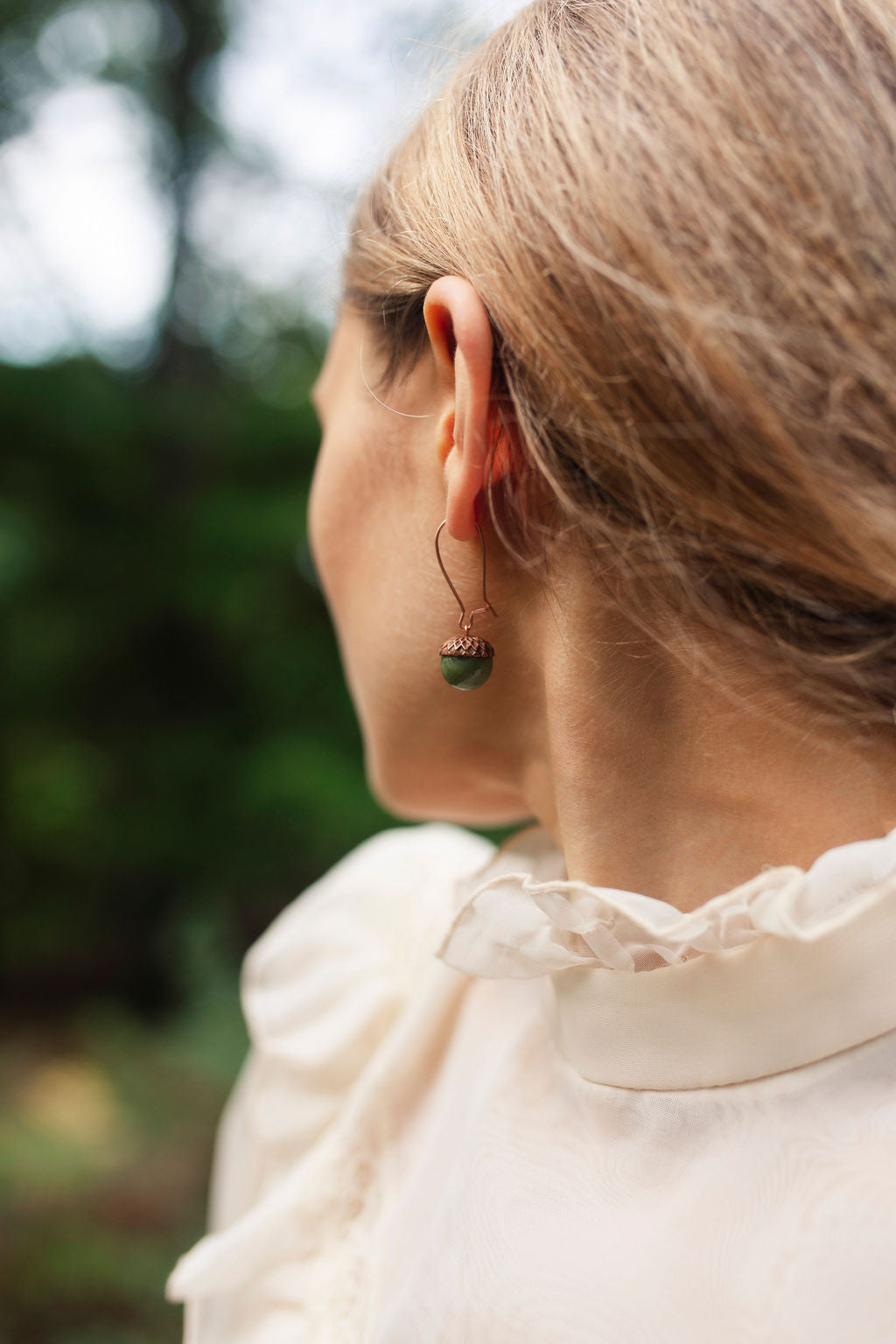 Olive Acorn Earrings