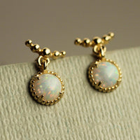Opal Dangle Stud Earrings