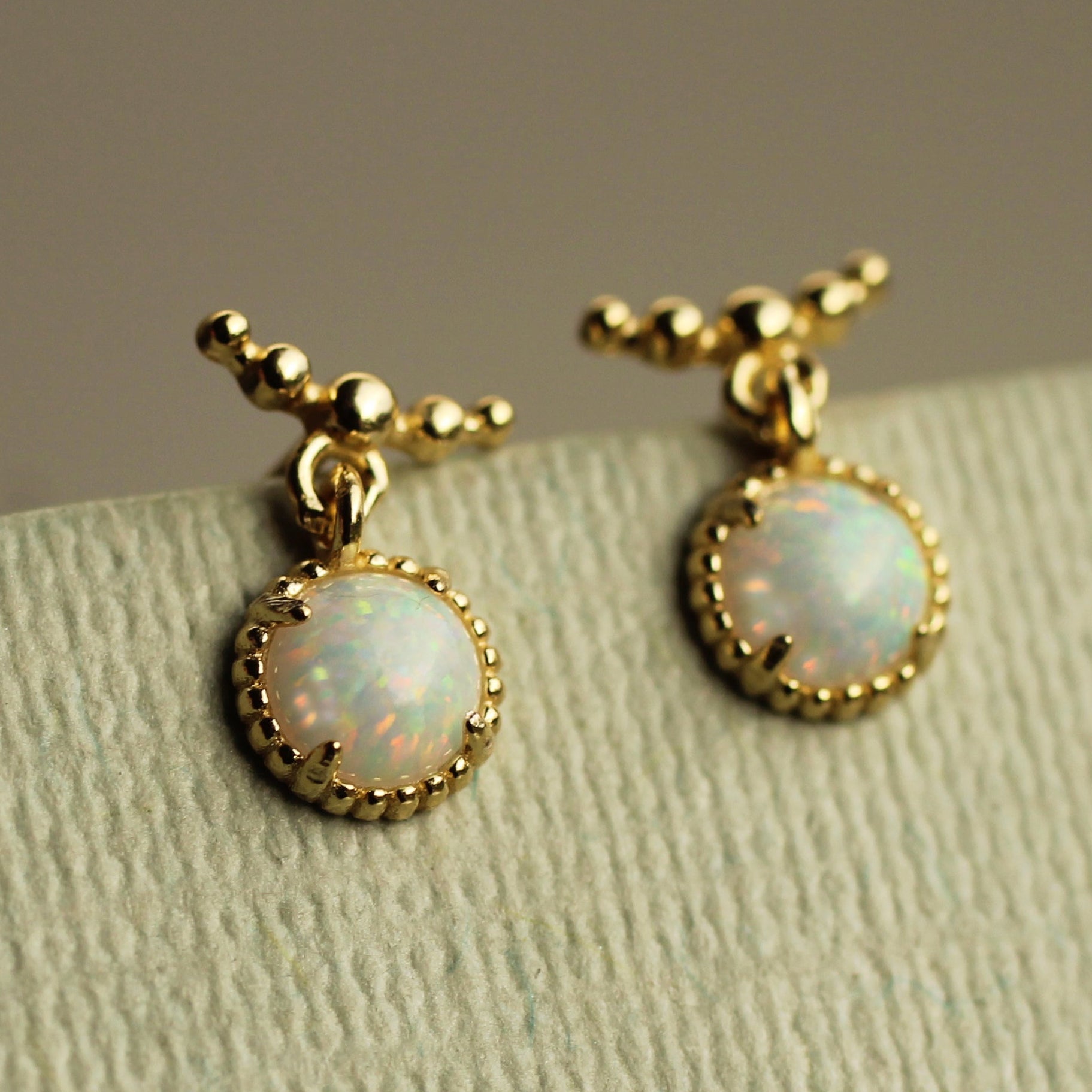 Opal Dangle Stud Earrings